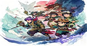 国产精品动漫画面，精美手绘风格角色在奇幻场景中冒险，展现中国动漫创作实力